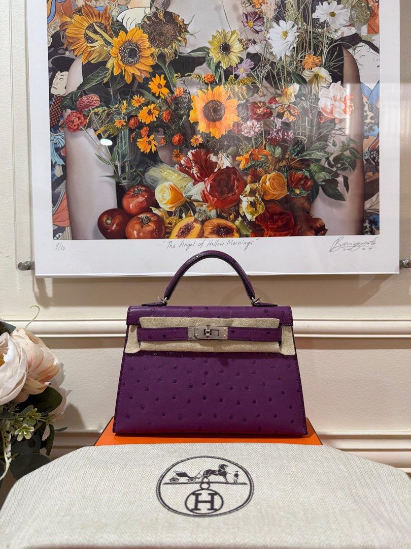 Hermes Mini Kelly (Category: Luxury Bags & Wallets) located in Taguig. Submitted by consumergoodstrading (Listing ID 1456661329, Image 1). Description: Hermès Mini Kelly Exquisite Anemone Ostrich • Size: Mini Kelly • Color: Anemone • Leather: Ostrich • Hardware: PHW • Stamp: W A stunning Mini Kelly in rich Anemone Ostrich, beautifully complemented by PHW. Elegant, rare, and effortlessly luxurious — a true collector’s piece For More Details Pm Me 