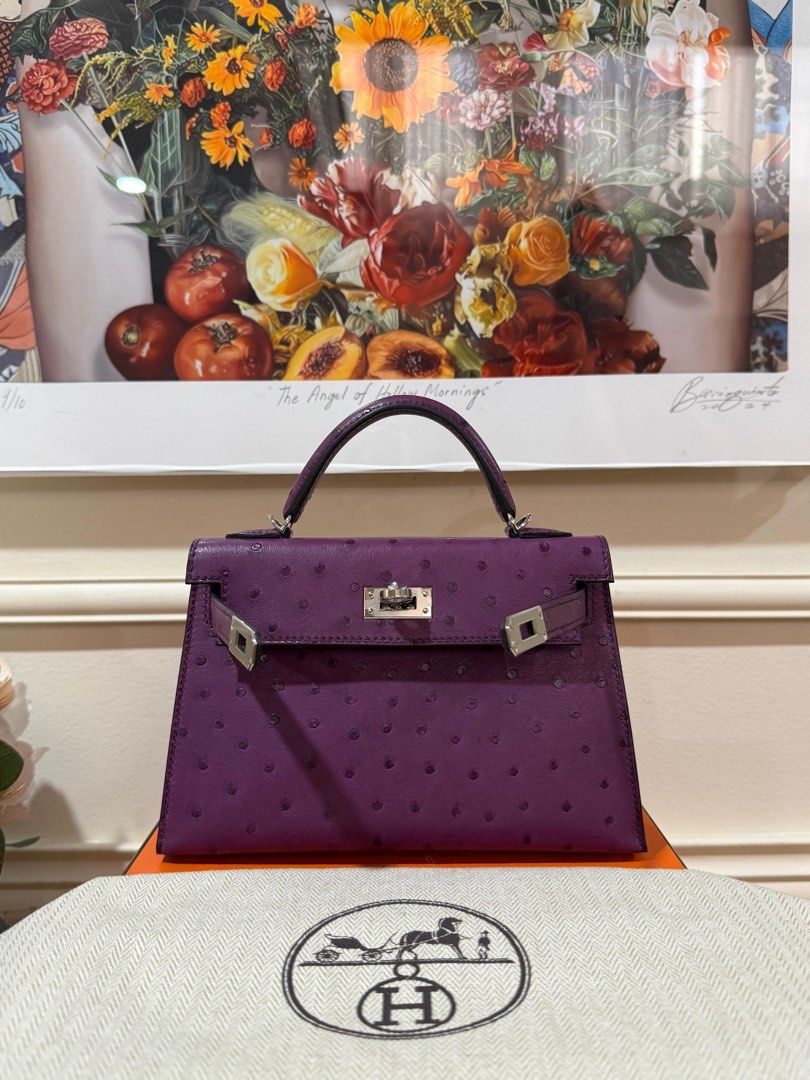 Hermes Mini Kelly (Category: Luxury Bags & Wallets) located in Taguig. Submitted by consumergoodstrading (Listing ID 1456661329, Image 3). Description: Hermès Mini Kelly Exquisite Anemone Ostrich • Size: Mini Kelly • Color: Anemone • Leather: Ostrich • Hardware: PHW • Stamp: W A stunning Mini Kelly in rich Anemone Ostrich, beautifully complemented by PHW. Elegant, rare, and effortlessly luxurious — a true collector’s piece For More Details Pm Me 