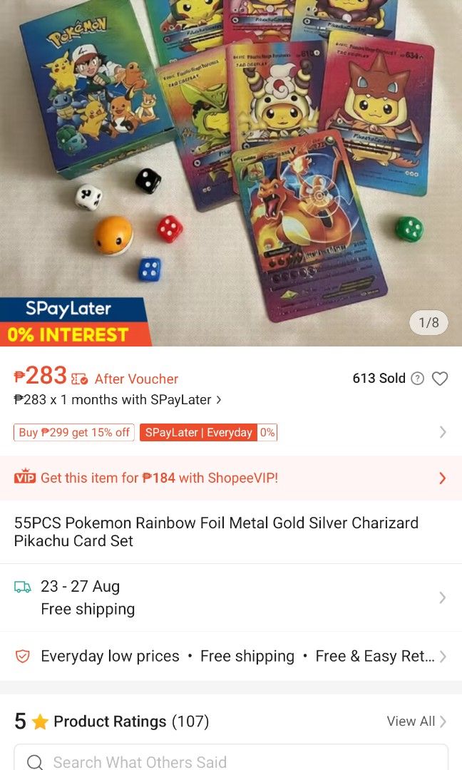 Holo Pokemon Cards - Charizard, Pikachu, Mega Charizard (Category: Raw Singles) located in Muntinlupa City. Submitted by jsassorteditems (Listing ID 1455781182, Image 2). Description: - Collection of rare holographic Pokemon cards. - Features iconic Pokemon: Charizard VMAX, Charizard GX, Pikachu V, and Mega Charizard. - All cards have a vibrant rainbow foil effect. - Ideal for serious Pokemon card collectors. - Don't miss out on these unique addi