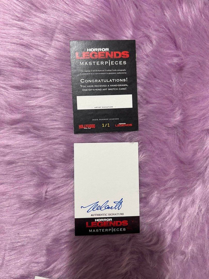 Horror legends masterpiece rare Blank Variant cards (Category: Raw Singles) located in General Trias. Submitted by charlie.shop (Listing ID 1456765568, Image 3). Description: 💎 Tier 1: The Ultimate GrailsActor: Robert EnglundCharacter: Freddy KruegerMovie Franchise: A Nightmare on Elm StreetNote: Includes rare handwritten “Freddy” character inscription.🩸 Tier 2: The Slasher HeavyweightsActor: Chris SarandonCharacter: Voice of Jack Skellington /