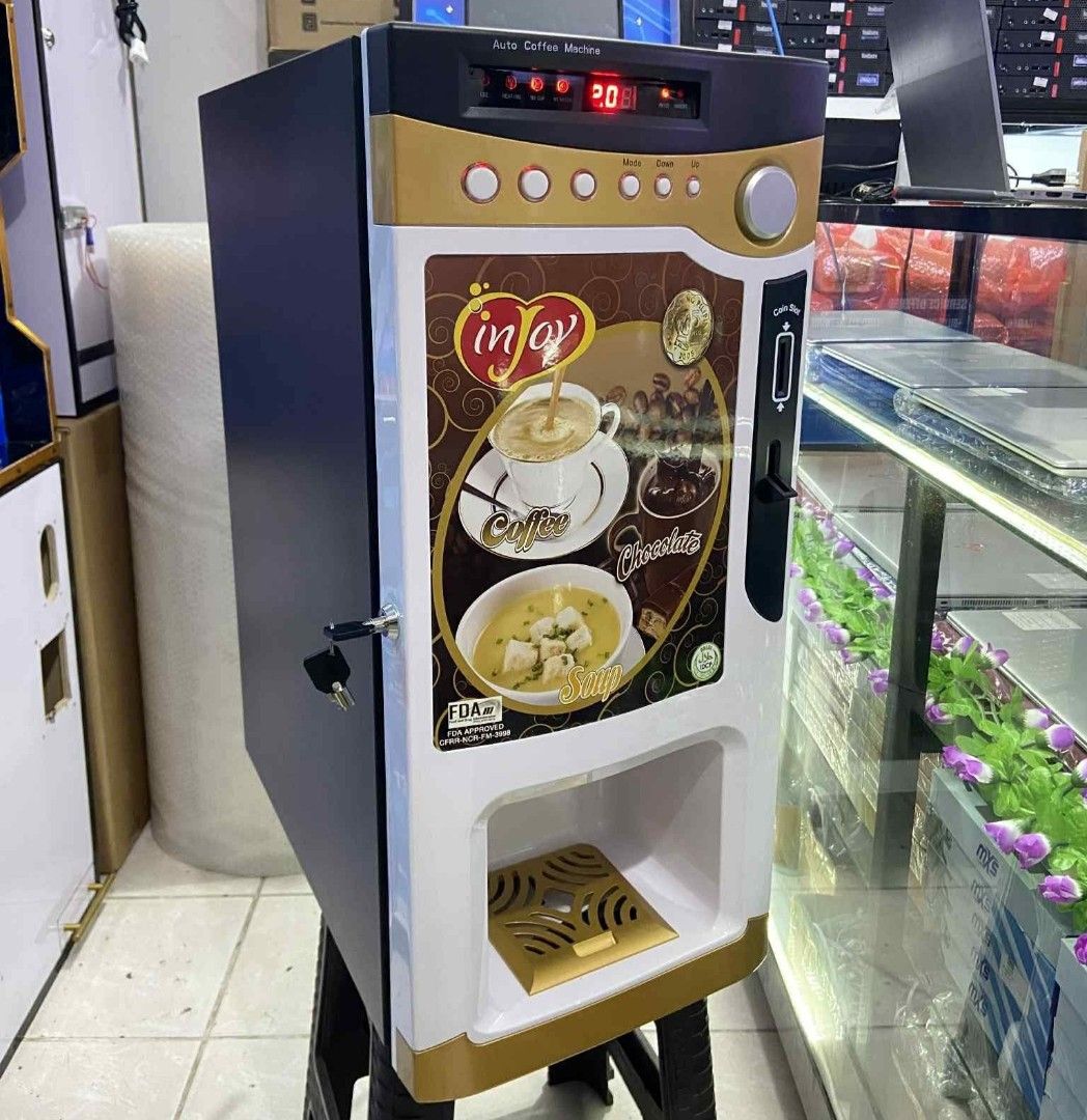 Injoy Auto Coffee Machine (Category: Coffee Machines & Makers) located in Bacolod City. Submitted by productivejunkie (Listing ID 1456778604, Image 1). Description: Passive income ba ang hanap mo? Yung tipong kahit hindi mo bantayan ay kumikita ka? NOW Available coffee Vendo🔥 Free 3 packs of powder Free 50pcs cup Free delivery within bacolod outside Bacolod with charge .