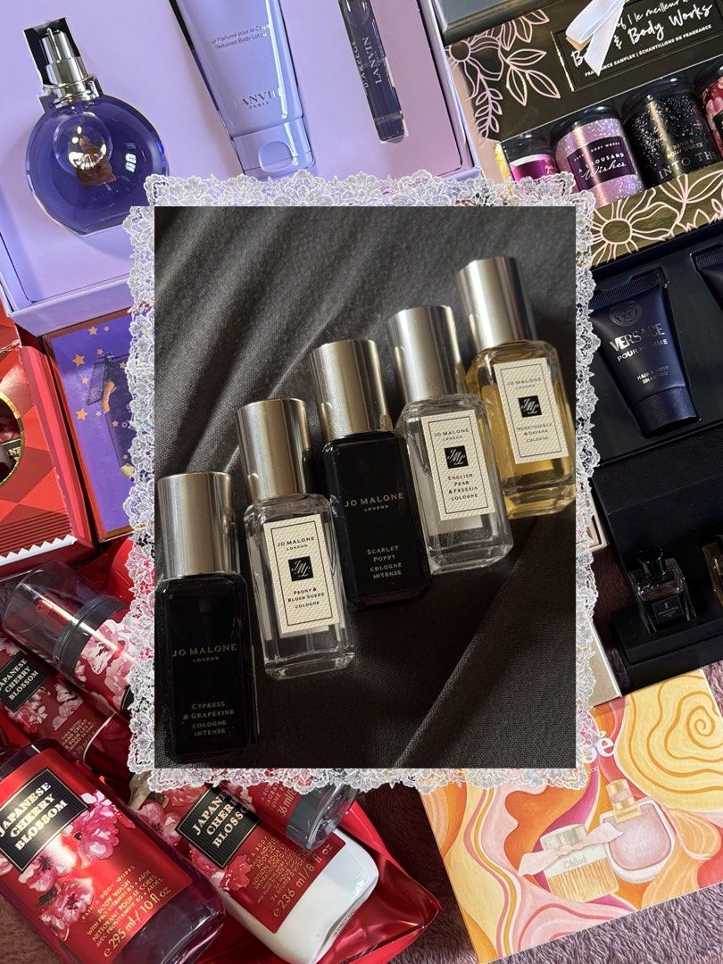 Jo Malone - Peony & Blush Suede, Honeysuckle & Davana (Category: Fragrance & Deodorants) located in Manila. Submitted by celineeees (Listing ID 1453401715, Image 1). Description: PRICE IS FOR EACH Jo Malone London travel-sized colognes scents available: Peony & Blush Suede Honeysuckle & Davana Scarlet Poppy English pear & freesia lalamove/grab/j&t valenzuela/qc/pasig/makati all depends on sched.