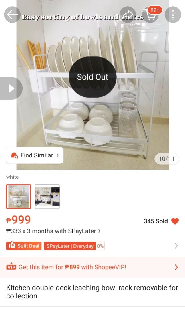 Kitchen Dishrack double tier (Category: Food Organization & Storage) located in Manila. Submitted by mai1246 (Listing ID 1456775833, Image 1). Description: almost new, didnt fit my kitchen so had to change to a new one. complete parts and already cleaned. last price is on the list. can send more pics if needed..