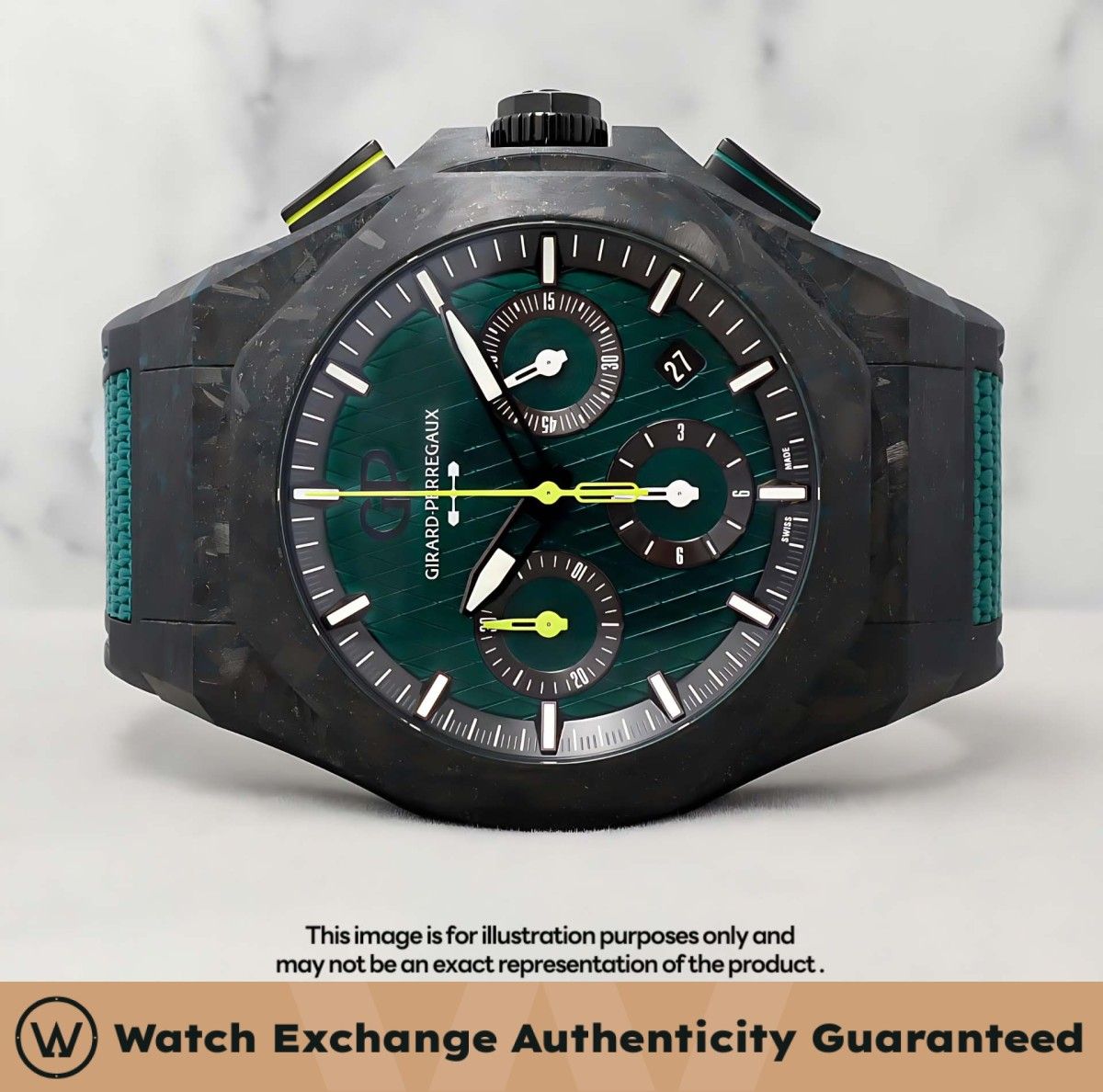 LNIB Girard Perregaux Laureato Chronograph Aston Martin F1 Edition Rubber 81060-41-3071-1CX 81060 GP Green Sunray Dial Z19397 Sep 2022 (Category: Watches) located in Singapore. Submitted by watchexchange.sg (Listing ID 1419716528, Image 1). Description: LNIB Girard Perregaux Laureato Chronograph Aston Martin F1 Edition Rubber 81060-41-3071-1CX 81060 GP Green Sunray Dial Z19397 Sep 2022 Price: $17,900 Brand: Girard Perregaux Model: 81060-41-3071-1