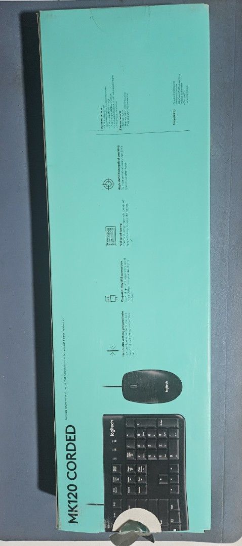 Logitech MK120 Corded Keyboard and Mouse Combo (Category: Computer Keyboard) located in Valenzuela. Submitted by -itskath- (Listing ID 1456693293, Image 3). Description: - Logitech MK120 Corded Keyboard and Mouse Set - Easy Plug and Play USB connection - Full-size keyboard with dedicated number pad - Comfortable, spill-resistant keyboard design - Smooth optical mouse for precise tracking - Ideal for everyday home or office use - Compatible with W