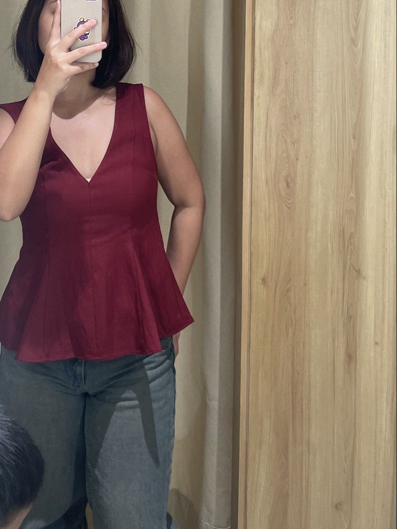 Mango peplum top (Category: Sleeveless) located in San Juan City. Submitted by prelovedstuff_01 (Listing ID 1456735648, Image 2). Description: Bought for 2295 Used once. No flaws Size small..