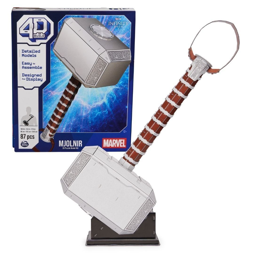 Marvel 4D Build Thor Mjolnir Hammer 3D Puzzle Model Kit w/ stand (Category: Action & Battle Toys) located in Antipolo. Submitted by legit1o1 (Listing ID 1456653478, Image 1). Description: Marvel 4D Build Thor Mjolnir Hammer 3D Puzzle Model Kit w/ stand Price: 1,000 (Fixed Price) Condition: New *box/card not mint (crease/fold) due to storage and shipping Antipolo Location *MoP: Metrobank / Gcash *No Reservation *Payment First (first to pay policy)