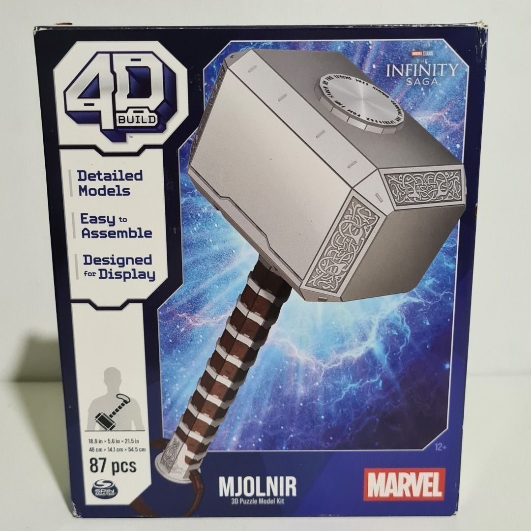 Marvel 4D Build Thor Mjolnir Hammer 3D Puzzle Model Kit w/ stand (Category: Action & Battle Toys) located in Antipolo. Submitted by legit1o1 (Listing ID 1456653478, Image 3). Description: Marvel 4D Build Thor Mjolnir Hammer 3D Puzzle Model Kit w/ stand Price: 1,000 (Fixed Price) Condition: New *box/card not mint (crease/fold) due to storage and shipping Antipolo Location *MoP: Metrobank / Gcash *No Reservation *Payment First (first to pay policy)