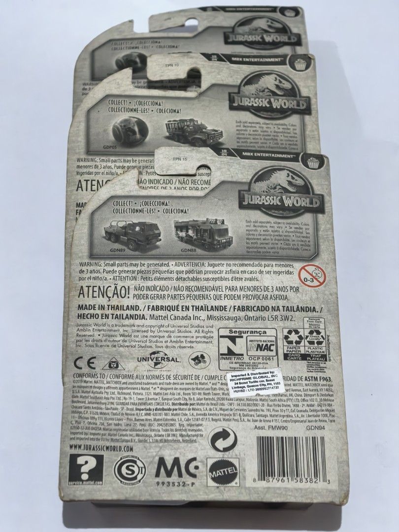 Matchbox Jurassic World 3-Car Pack (Category: Vehicle & Diecast Models) located in Manila. Submitted by kenslie (Listing ID 1456721559, Image 2). Description: - Matchbox Jurassic World 3-car pack - Includes: Jeep, Motorcycle, Flatbed Truck - Packaging has minor wear, but does not affect the contents - Ideal gift for any Jurassic World enthusiast.