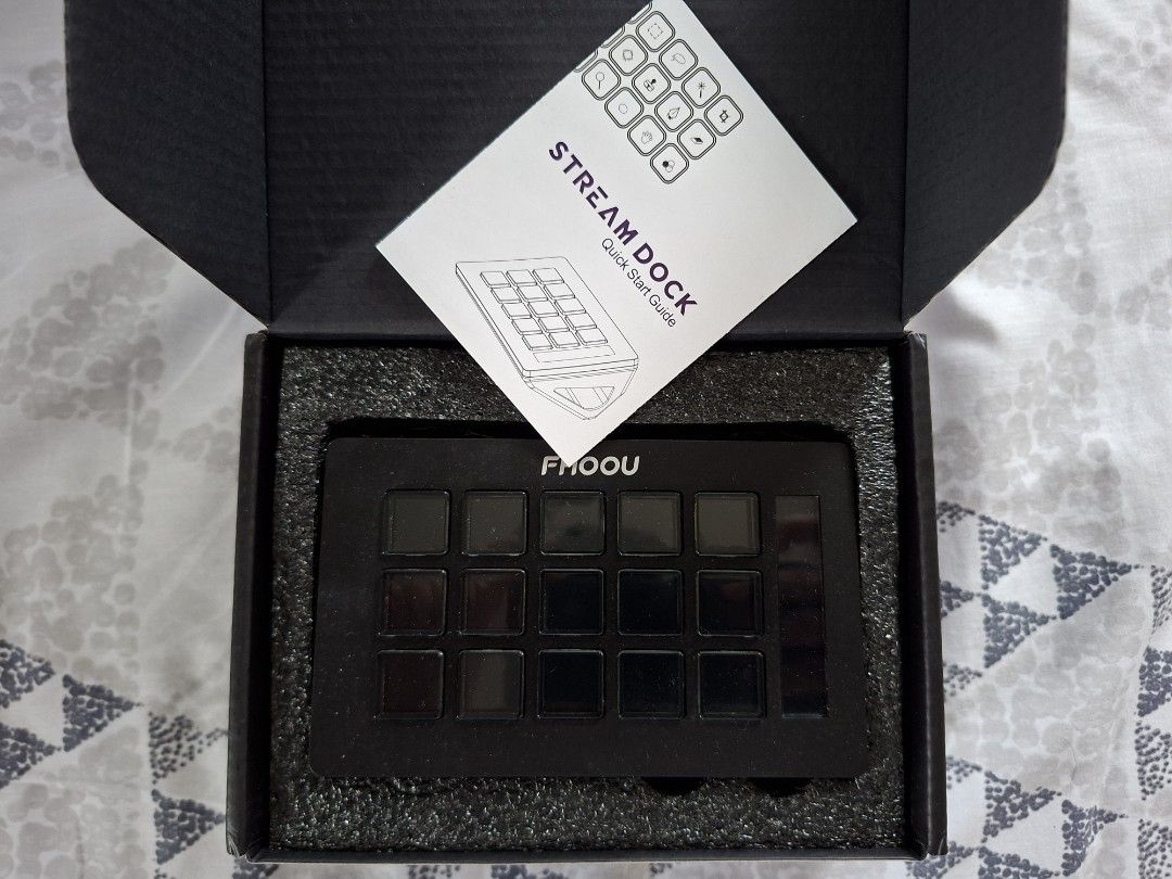Mirabox/FHOOU Stream Deck (Category: Other Accessories) located in Manila. Submitted by tobyhanahaki (Listing ID 1456639943, Image 1). Description: - FHOOU Stream Dock for desktop streaming - Simple setup and user-friendly operation - Comes with a quick-start guide - Original box, cables and packaging included rfs: recently upgraded to elgato mop: gcash mod: lalamove (buyer shoulders shipping fee).