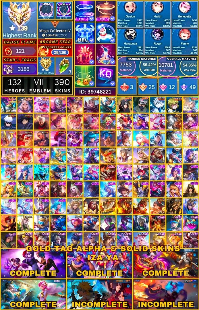 MLBB ACCOUNT GOOD FOR MAIN (Category: Game Gift Cards & Accounts) located in Malabon City. Submitted by oliver_james501 (Listing ID 1456739232, Image 1). Description: 🔥 MLBB ACCOUNTS FOR SALE 🔥 Looking for a clean, secured, and quality MLBB account? ✨ Your next account might be right here! ━━━━━━━━━━━━━━━━━━ 🛡️ ACCOUNT GUARANTEE ✅ Safe & Clean ✅ Moonton Account Only ✅ No Other Bindings ✅ No Issues ✅ Proper Ownership Transfer ✅ Lifetime Warrant