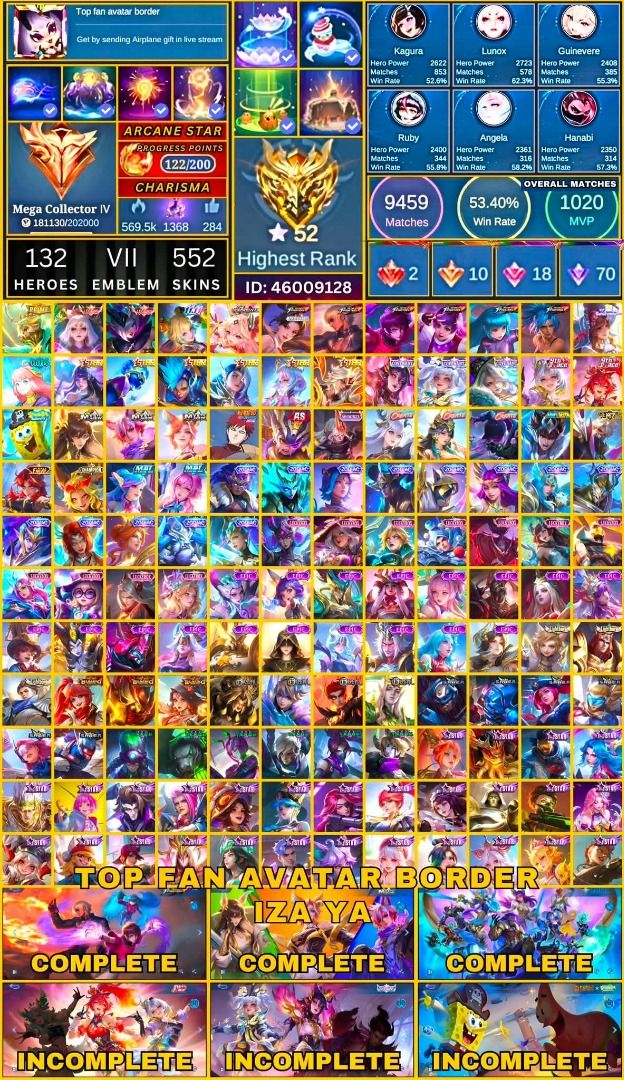 Mobile Legends Account - Mega Collector IV (Category: Game Gift Cards & Accounts) located in Malabon City. Submitted by oliver_james501 (Listing ID 1456739395, Image 1). Description: 🔥 MLBB ACCOUNTS FOR SALE 🔥 Looking for a clean, secured, and quality MLBB account? ✨ Your next account might be right here! ━━━━━━━━━━━━━━━━━━ 🛡️ ACCOUNT GUARANTEE ✅ Safe & Clean ✅ Moonton Account Only ✅ No Other Bindings ✅ No Issues ✅ Proper Ownership Transfer ✅ 