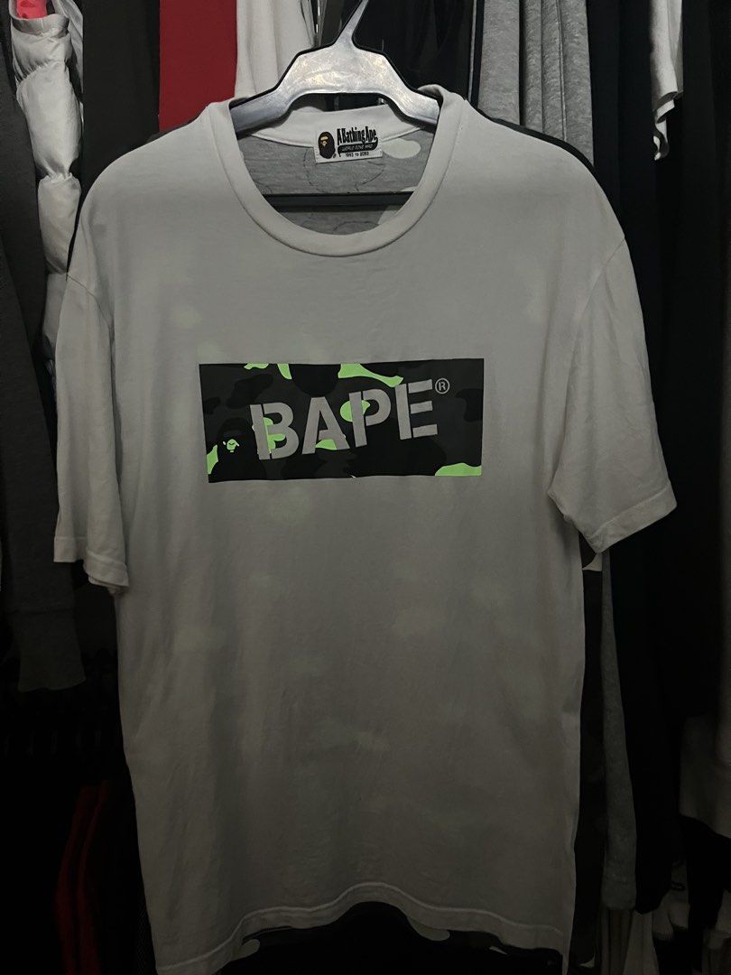 Modern Release Bape Camouflage Glow-in-the-Dark (Category: Tshirts & Polo Shirts ) located in Manila. Submitted by renmarollano (Listing ID 1456644702, Image 3). Description: Modern Release Bape Camouflage Glow-in-the-Dark Tshirt Good Condition with Minimal Issue (see in pic) Issue: Sobrang liit lang ng Pinhole and Loose Stitching sa Hem. Overall condition:8.8/10 to be safe Colorate rate: 9.8/10 Sobrang solid sa personal. 1,200 + sf Negotiable. .