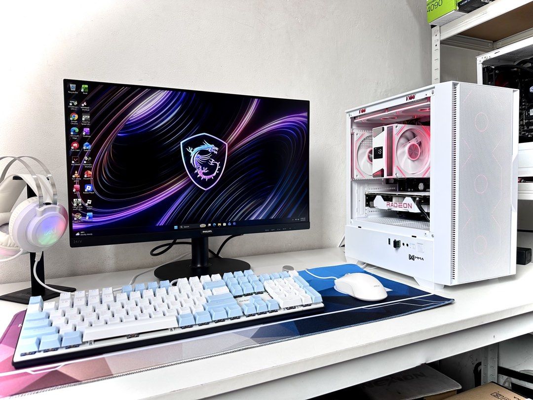 MSI Ryzen 7 with GPU windows 11 pro (Category: Desktops) located in Manila. Submitted by ezee_pc (Listing ID 1456689254, Image 2). Description: MSI Ryzen 7 X Series with GPU Gaming Setup🖤🤍 Windows 11 pro lifetime Plug and play🥳 SAME DAY DELIVERY ‼️ Cash On Delivery & free Setup❤️‍🔥 Lots of Brandnew Parts and Freebies🥳🤩 Full Specs/Details: Processor: Ryzen 7 1700x Boost 3.90ghz Monitor: Philips 24 inch Frameless IPS Mobo: MSI Gaming Mobo CPU