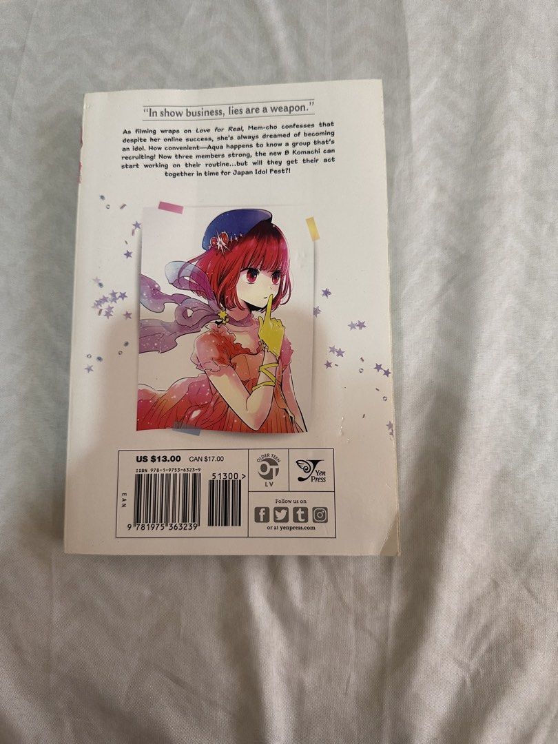[OFFICIAL] Oshi No Ko VOLUME 4 (Category: Comics & Manga) located in Cagayan de Oro. Submitted by laveralle (Listing ID 1456624741, Image 2). Description: 💌 DM me for more information ! 📍CDO buyers only ‼️ cover is heavily dented and not in good condition, but the content itself is still in amazing condition. .
