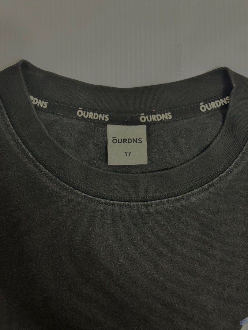 OURDNS Graphic T-Shirt Size 17 (Category: Tshirts & Polo Shirts ) located in Quezon City. Submitted by domsselections2 (Listing ID 1456764563, Image 3). Description: - Brand: OURDNS - Style: Graphic T-shirt - Color: Washed black / Acid wash - Front Design: Cool graphic print - Back Design: 'TieeX ON CHOKE' print - Size: Marked 17 - Occasion: Casual wear.