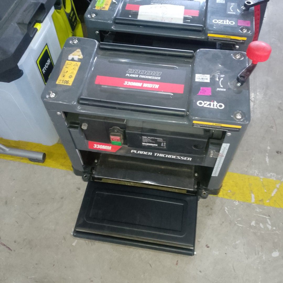 Ozito 2000W Planer Thicknesser 330mm Width (Category: Construction Tools & Equipment) located in Manila. Submitted by cleverwolf.07545a (Listing ID 1456646424, Image 1). Description: - Ozito 2000W Planer Thicknesser - 330mm width capacity - Ideal for flattening and dimensioning timber - Equipped with a height adjustment lever - Ready for your workshop projects.
