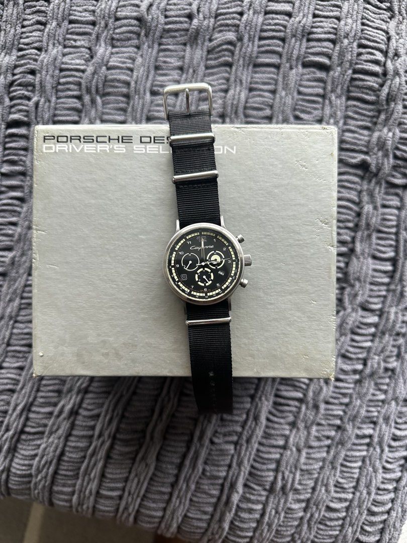 Porsche Design Chronograph Watch with Box (Category: Men's Watches) located in Manila. Submitted by xandercoronel (Listing ID 1456651918, Image 1). Description: - Watch Engine is Tag heuer - Authentic Porsche Design Chronograph Watch - Striking black dial with luminous hands and markers for excellent visibility - Comes complete with the original Porsche Design box - Ideal for both watch collectors and everyday wear Slightly negotiable .