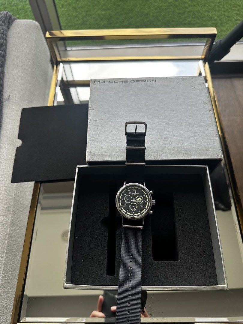 Porsche Design Chronograph Watch with Box (Category: Men's Watches) located in Manila. Submitted by xandercoronel (Listing ID 1456651918, Image 3). Description: - Watch Engine is Tag heuer - Authentic Porsche Design Chronograph Watch - Striking black dial with luminous hands and markers for excellent visibility - Comes complete with the original Porsche Design box - Ideal for both watch collectors and everyday wear Slightly negotiable .
