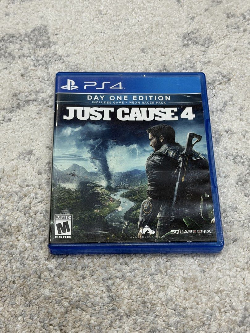 PS4 Just Cause 4 Day One Edition (Category: PlayStation) located in Manila. Submitted by dinonononono (Listing ID 1456737686, Image 1). Description: - Just Cause 4 Day One Edition for PS4 - Includes the exclusive Neon Racer Pack - Explore a massive South American open world - Experience thrilling action with your wingsuit - Get ready for explosive gameplay!.