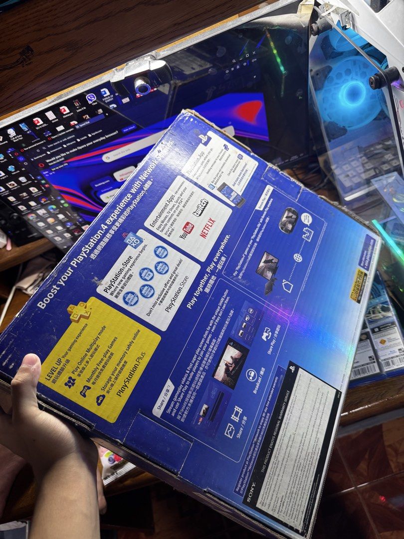 Ps 4 slim 1tb (Category: In-Game Products) located in Quezon City. Submitted by enzopayumo18 (Listing ID 1456746484, Image 2). Description: PS4 Slim 1tb NO ISSUE Inclusions: 2 original controller 10CD games camera stand for camera manual box hdmi 13.52 system software with brandnew cooling stand ₱10,500 Dm me for more info.