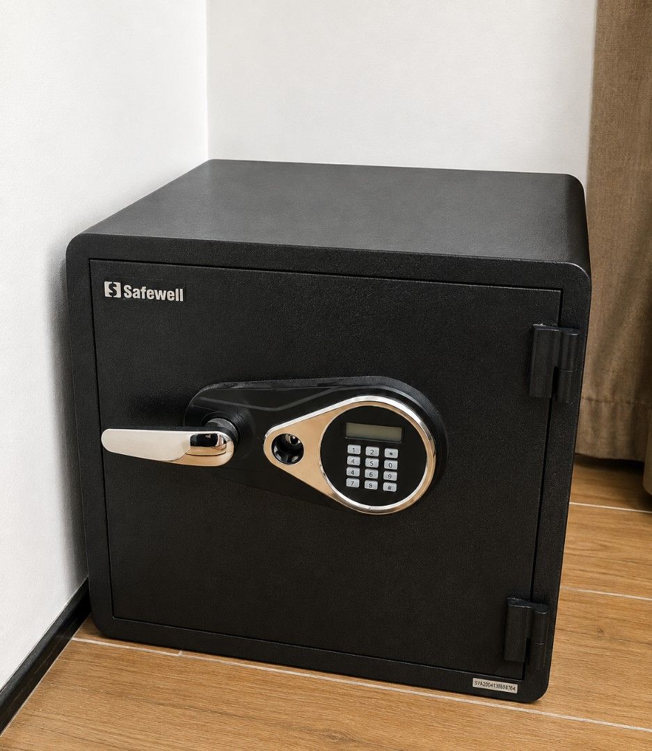 Safewell Digital Lock Safe (Category: Safe) located in Quezon City. Submitted by carahonasan (Listing ID 1456651895, Image 1). Description: - Black Safewell safe - Digital keypad and handle - Ideal for home or office security - Compact size, fits on shelves/closets - Easy-to-use digital lock - Includes backup key - Feel free to ask any questions!.