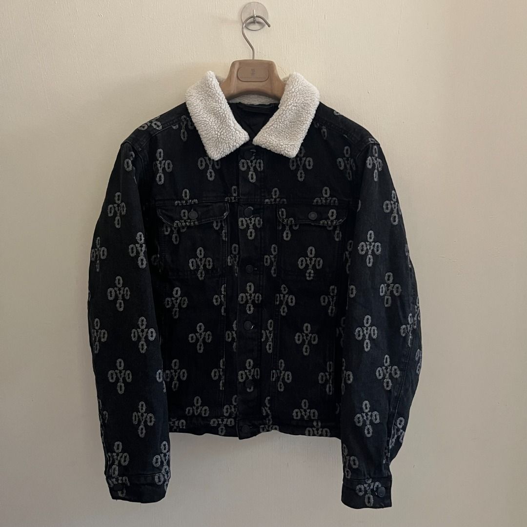 SS23 OVO Monogram Trucker Denim (Category: Coats, Jackets and Outerwear) located in Quezon. Submitted by _babypluto (Listing ID 1456737078, Image 1). Description: Size on Tag: small Flaw: few sign of usage Length: 21 Width: 25 Sleeves: 25.
