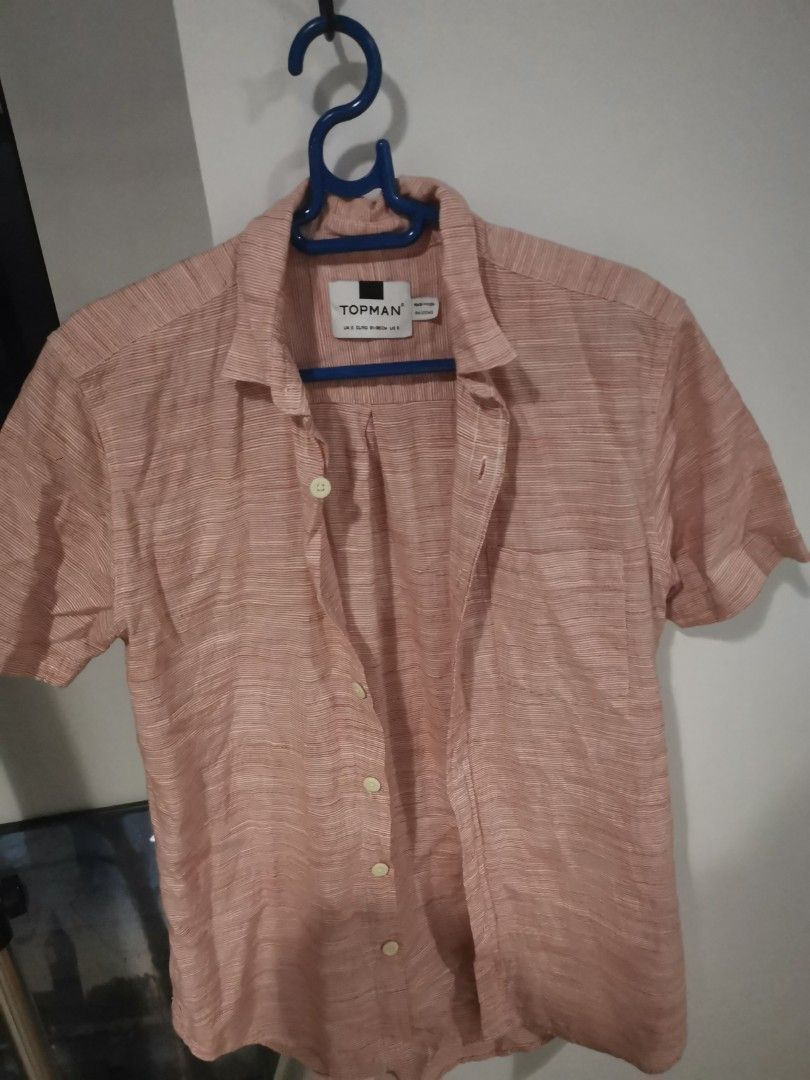 TOPMAN Short Sleeve Striped Shirt (Category: Tshirts & Polo Shirts ) located in Manila. Submitted by hb1118 (Listing ID 1456748719, Image 1). Description: - Topman Short Sleeve Shirt - Pink and White Stripes - Button-up Front - Perfect for Casual Wear - Size: S.