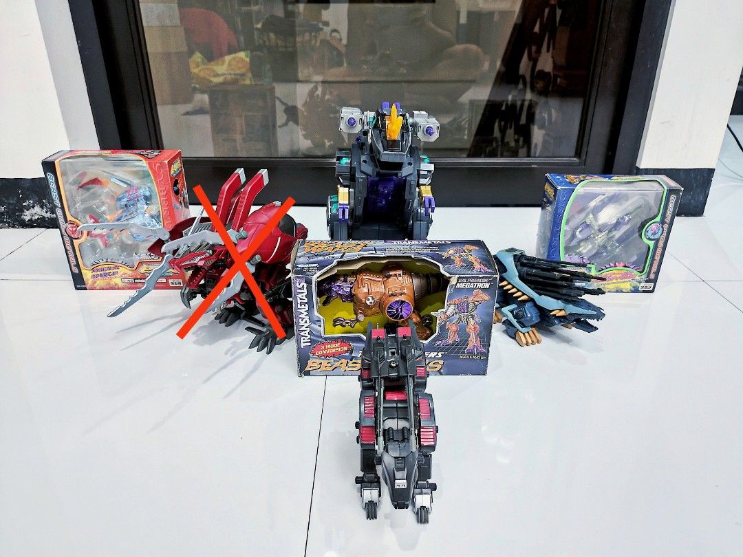 Transformers and Zoids lot (Category: Action & Battle Toys) located in Rizal. Submitted by bedlamcollectibles (Listing ID 1455883064, Image 1). Description: Lot Price: 22,000 1.) Takara Tomy Beast Wars Metals Air Razor - 3200 Box Condition: 8/10 Condition: MIB, opened for inspection Issue: Missing Manual 2.) Takara Tomy 1999 Zoids Geno Breaker - 2100 Condition: Loose, As is, WYSIWYG Issues: Working motor and lights, stuck gear 3.) Takara Tomy 198