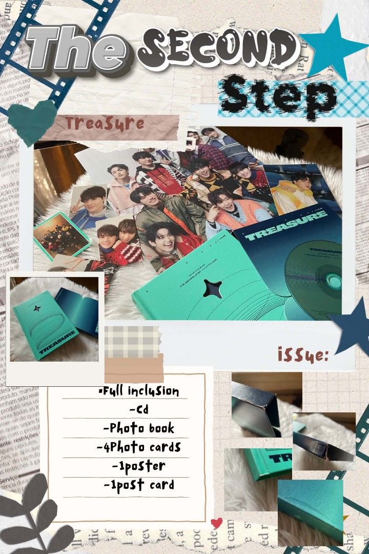 Treasure Album- The Second Step Chapter 1 (Category: CDs & DVDs) located in Manila. Submitted by heabyhya (Listing ID 1456736488, Image 1). Description: - TREASURE Album - The Second Step: Chapter 1 - Full Inclusion Set - Includes: CD, Photo Book, 4 Photo Cards, 1 Poster, 1 Post Card.
