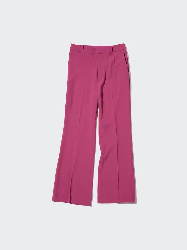 UNIQLO Drape Flare Trouser Pants (Pink) (Category: Other Bottoms) located in Bulacan. Submitted by janeeeeelleeeee (Listing ID 1456716405, Image 1). Description: - Vibrant pink UNIQLO wide leg pants - High-waisted design with a flattering flare - Made from a smooth polyester blend fabric - Versatile: perfect for dressing up or down - Ideal for both work and casual outings - 67cm on tag, W29-30, L38 ₱550.
