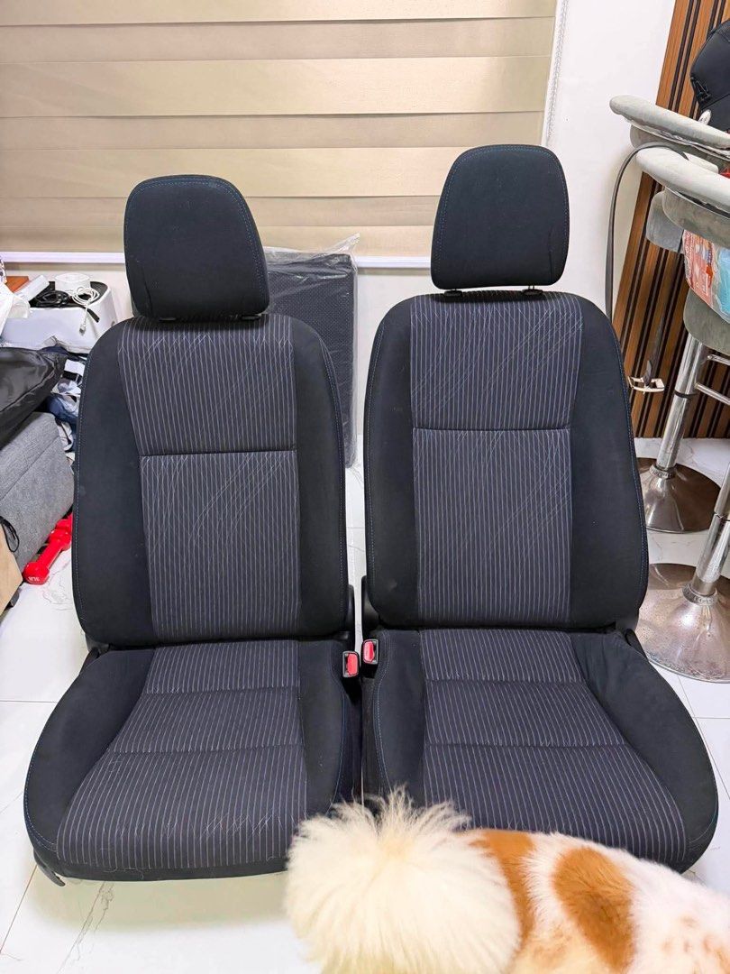 VIOS 2019 E FRONT SEAT PAIR (Category: Upholstery, Seatcovers and Other Interior Parts and Accessories) located in Taguig. Submitted by lyechon (Listing ID 1456715770, Image 1). Description: VIOS 2019 E FRONT SEAT PAIR ✅ original fabric upholstery, good as new (protected by leather covers since day one). 📩 Just PM for interested/inquiries.