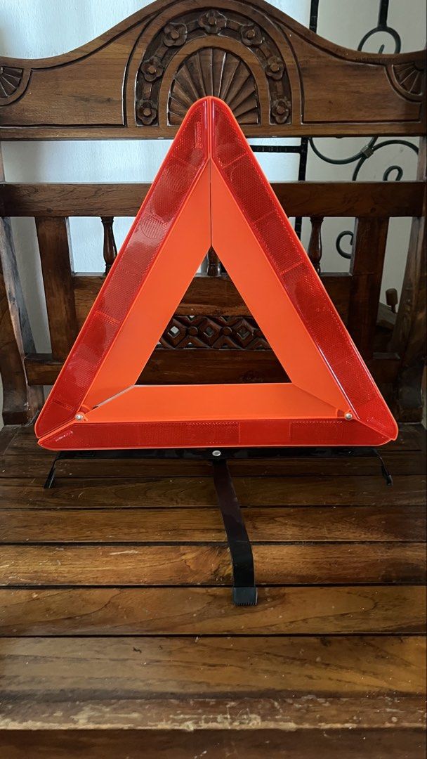 Warning Triangle (Category: Emergency Tools) located in Singapore. Submitted by shane.og (Listing ID 1456649608, Image 1). Description: Warning triangle for anyone who owns a car in case of breakdown good to use to signal to other drivers on the road. Selling it fast to anyone who needs it most. Slightly negotiable. #everything else #emergency tools #safety tools #road safety tools.