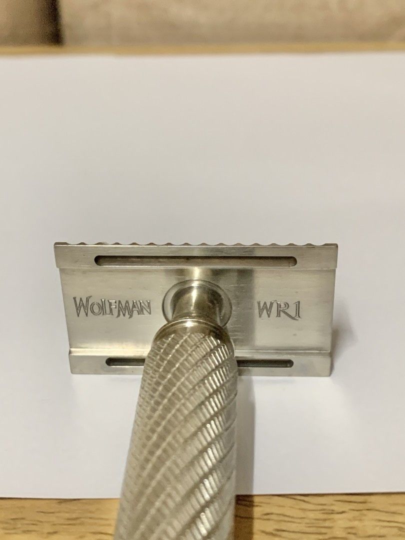 Wolfman WR1 Double Edge Safety Razor (Category: Men's Grooming) located in Santa Rosa. Submitted by chindeclutters (Listing ID 1456710430, Image 1). Description: Selling a pre-owned Wolfman WR1 Safety Razor (used twice only). Precision-machined in Canada, Wolfman razors are widely considered the pinnacle of luxury safety razors, offering unmatched craftsmanship, blade alignment, and performance with a long waiting list to order direct. Brand: Wol