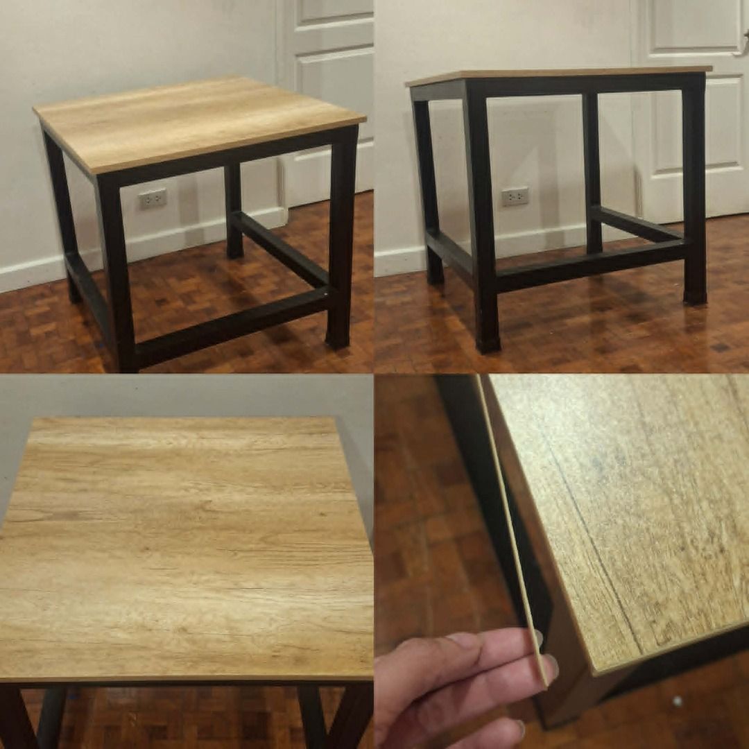 Wooden Top Working Table with Black Metal Frame (Category: Tables & Sets) located in Quezon City. Submitted by nika_ballesteros (Listing ID 1456645645, Image 3). Description: Working Table We fabricated it Depth: 78 cm Height: 75 cm Size: 78x78x75 cm Php 1,700.00 Condition: 8/10 RFS: Too many tables already Pick up location: UP Village Diliman QC Delivery fee c/o buyer.