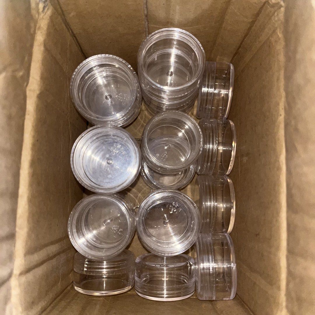 10g Acrylic Cream Jars (21 pcs) (Category: Food Organization & Storage) located in Santa Rosa. Submitted by annydeclutters (Listing ID 1456836523, Image 1). Description: Each jar capacity: 10g Never used. Just stored away. RFS: Decluttering.