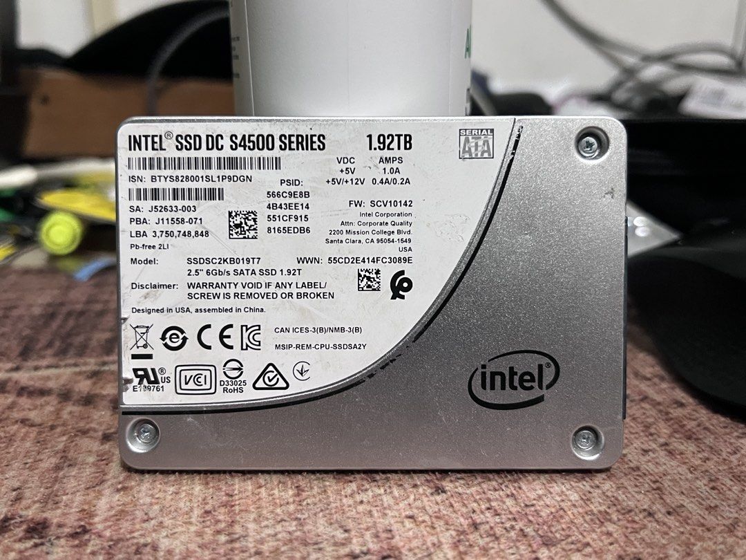 1.92 TB SSD Intel S4500 (Category: Computer Parts) located in Subic. Submitted by willrod (Listing ID 1456795022, Image 2). Description: • 1.92TB capacity • Intel SSD DC S4500 Series • 2.5” SATA 6Gb/s • Enterprise-grade SSD • 96% health • 100% performance • No problematic/weak sectors detected • Tested and working properly • Ideal for PC, laptop, workstation, NAS or server storage • Used – Good condition.