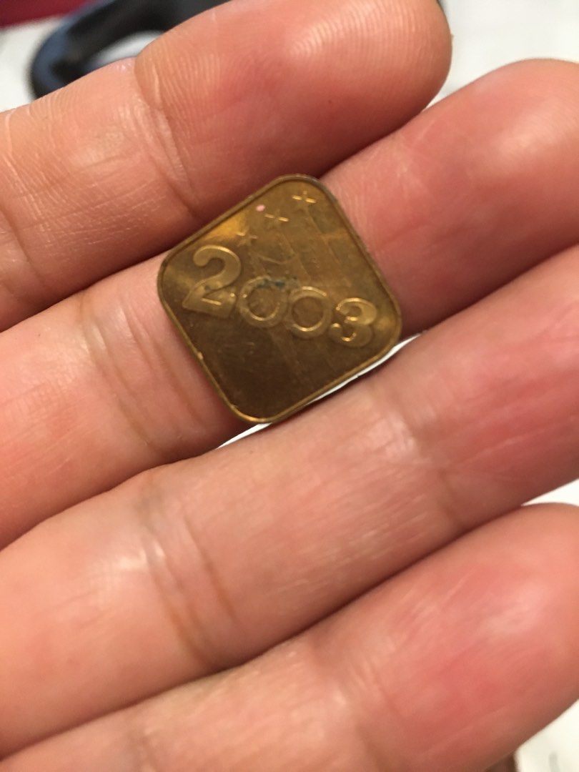 2003 Square Coin Token with Sheep Design (Category: Currency) located in Pasay City. Submitted by gilbertso62551 (Listing ID 1456914181, Image 1). Description: - Year 2003 metal token - Features a cute sheep design on one side - Made of metal (likely brass or alloy) - Perfect for collectors or as a unique keepsake - As is,where is - Needs cleaning .