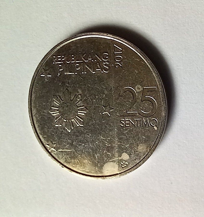 25 sentimo coin 2017 Philippines New Generation Currency (Category: Currency) located in Manila. Submitted by gatleo (Listing ID 1456823758, Image 1). Description: Cubao meetup only..