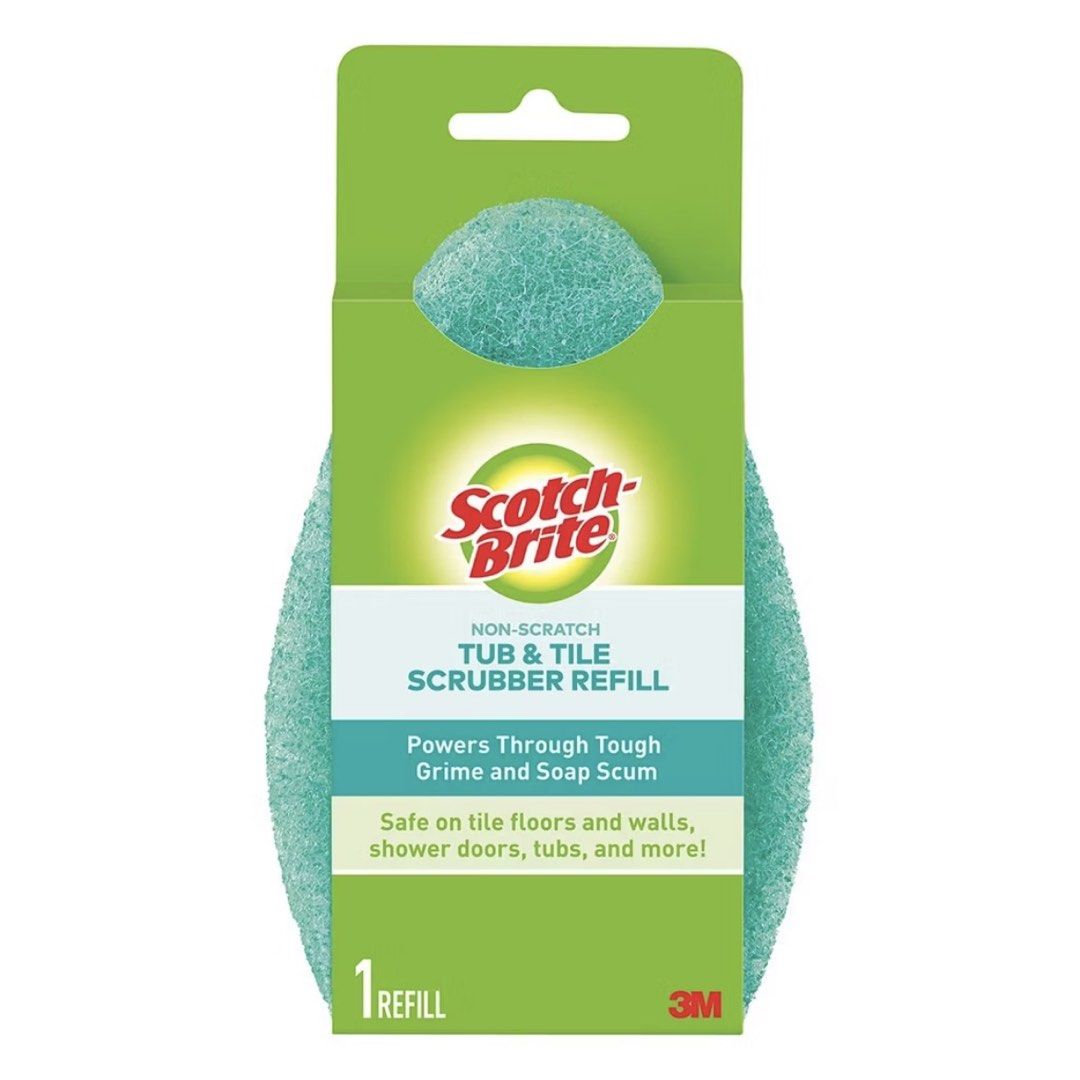 3M scotch brite tub and tile scrubber refill 1pc/pack (Category: Cleaning Tools & Supplies) located in Quezon City. Submitted by fractalline (Listing ID 1456920377, Image 2). Description: - Brand: 3M Scotch-Brite - Product Type: Tub & Tile Scrubber Refill - Features: Non-scratch scrubbing surface - Effectiveness: Powers through tough grime and soap scum - Surface Safe: Suitable for tile floors and walls, shower doors, tubs, and more - Packaging: 