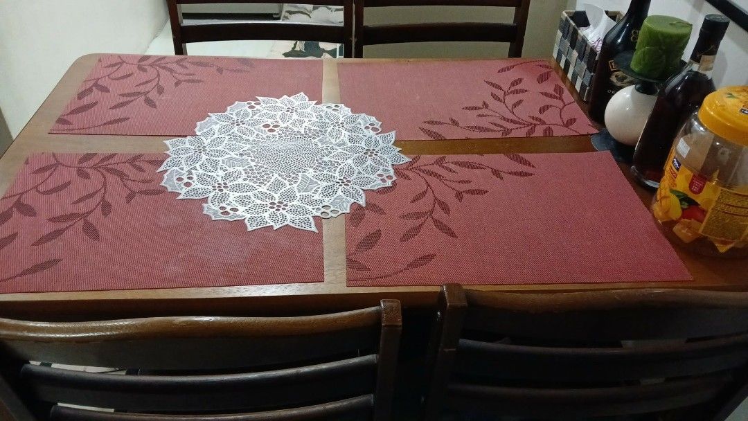 42x30 Table with 4 chairs (Category: Tables & Sets) located in Quezon City. Submitted by seanmanglallan-58629 (Listing ID 1456947980, Image 2). Description: 4000, negotiable. 42x30 size Compact 4-Chair Wooden Dining Table Set 🍽️ Perfect for apartments, condos, or breakfast nooks! This complete dining set features a classic, sturdy wooden construction with a rich polished finish.Includes: 1 Rectangular Table + 4 Matching Chairs.Condition: Great s