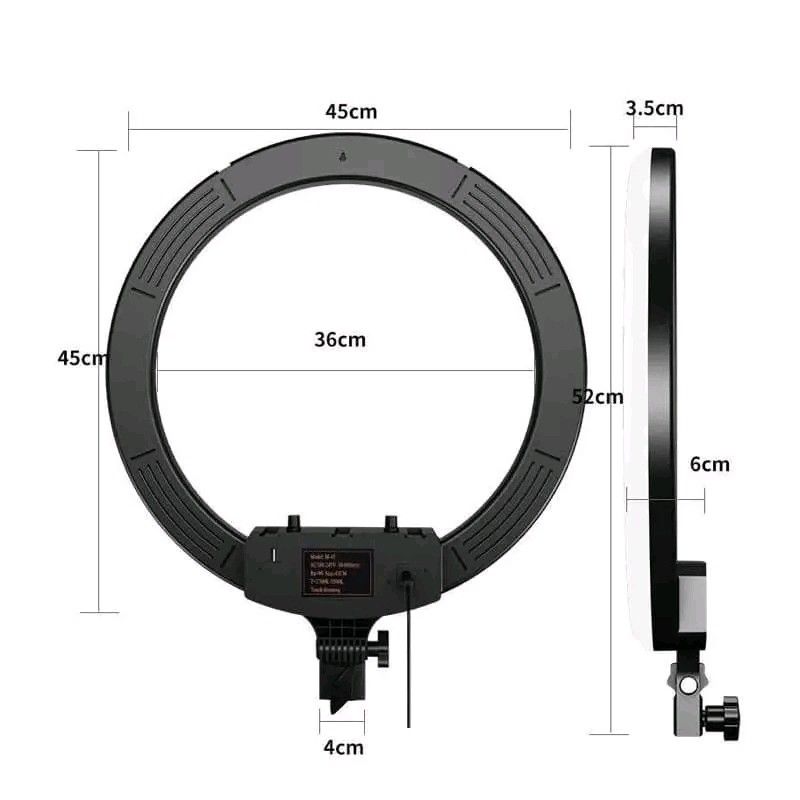 46cm Ring light (Category: Lighting & Studio Equipment) located in Manila. Submitted by ramosmarvi53163 (Listing ID 1456881812, Image 3). Description: 46cm 18inch Ring light with stand and 3pcs phone holder.