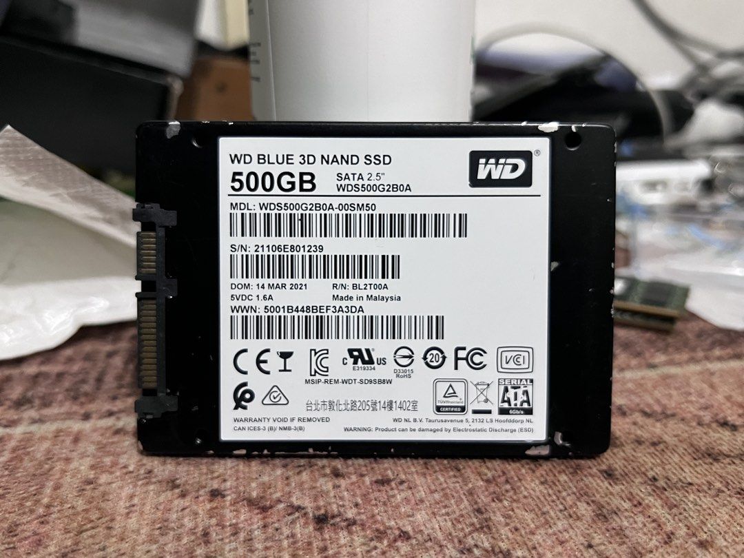 500GB SSD WD Blue (Category: Computer Parts) located in Subic. Submitted by willrod (Listing ID 1456795383, Image 2). Description: 🔵 WD Blue 500GB 3D NAND SSD — dependable storage for everyday PC and laptop use. • 500GB capacity • WD Blue 3D NAND • Model: WDS500G2B0A • 2.5” SATA 6Gb/s • Fast and reliable solid-state storage • Good choice for OS, applications, games and files • Compatible with SATA-equipped PCs and laptops • Tested and working • 