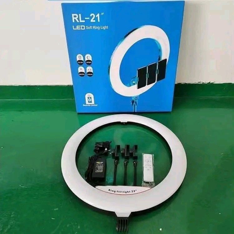 56cm Ring light (Category: Lighting & Studio Equipment) located in Manila. Submitted by ramosmarvi53163 (Listing ID 1456882160, Image 1). Description: RL-21 56cm Ring light bulb type 3 pcs phone holder with 2.1m stand adjustable tricolors lights.