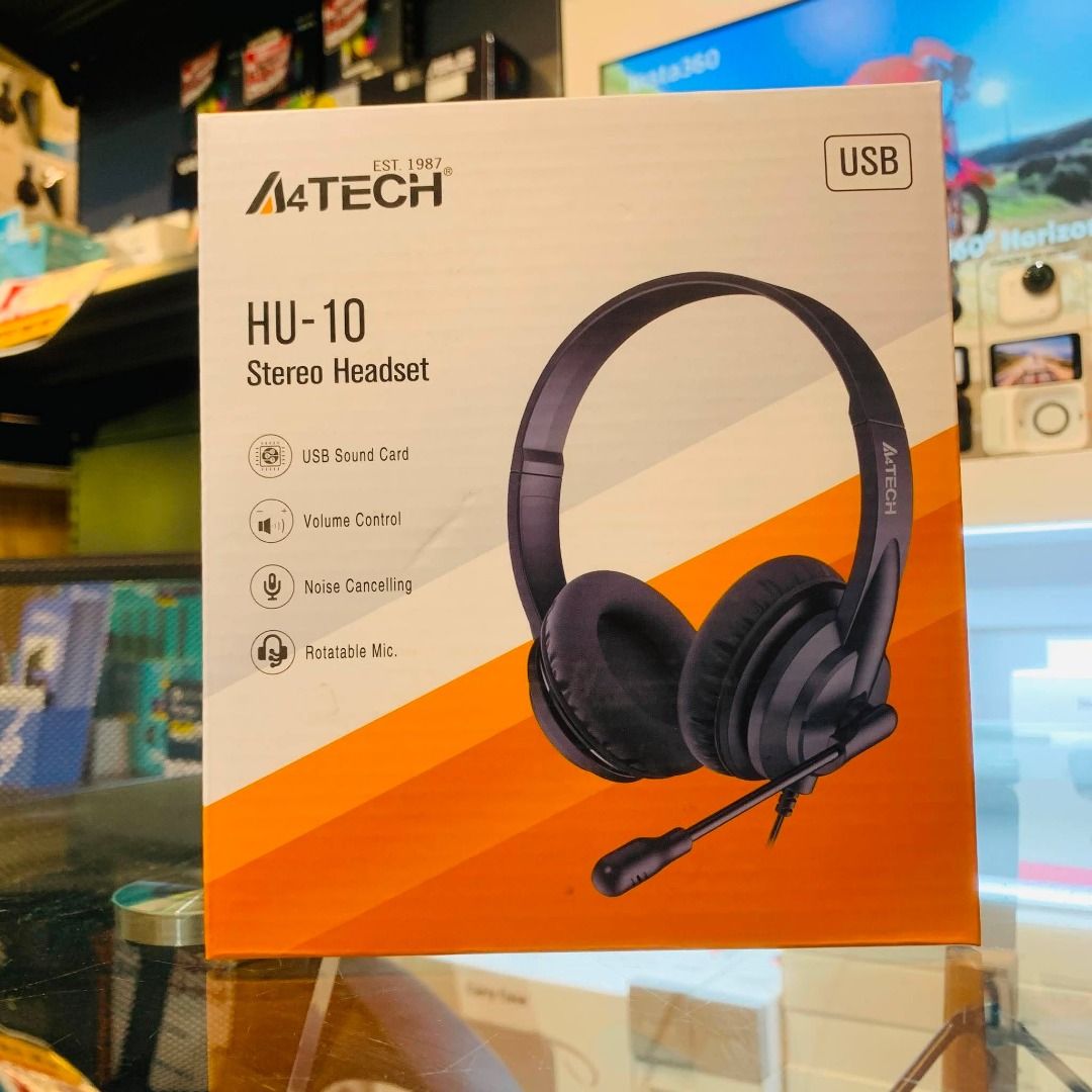 A4Tech HU-10 USB Headset with Noise Cancelling Mic and Volume Control (Category: Headphones & Headsets) located in Makati City. Submitted by gogadgetsmakati (Listing ID 1456861969, Image 1). Description: .