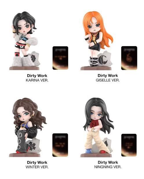 aespa popmart dirty walk figurines (Category: Designer & Blind Box Toys) located in Manila. Submitted by theonlyryul (Listing ID 1456870515, Image 2). Description: - only dirty talk ver is available - under NETA (sept-oct eta) - NO CANCELLATION! - 20% non-refundable downpayment is required (rem bal once onhand) - ₱750 each member Karina Giselle Winter Ningning mop: gcash/maya/maribank mod: j&t/lalamove .