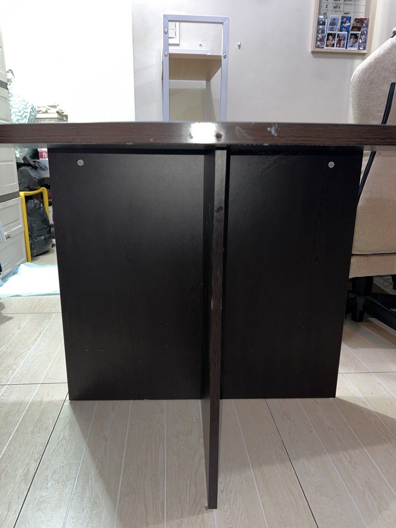 Allhome Half Moon Study Table - Walnut (Category: Tables & Sets) located in San Juan City. Submitted by leav.sells (Listing ID 1456877530, Image 3). Description: - Brand: Allhome - Type: Half Moon Study Table - Color: Walnut - Design: Modern half-moon shape - Functionality: Ideal for study, work, or hobbies - Style: Elegant and space-saving Dimensions: 47 in L x 24in W x 29.5 in H (119.38 cm L × 60.96 cm W × 74.93 cm H) 📍San Juan City .
