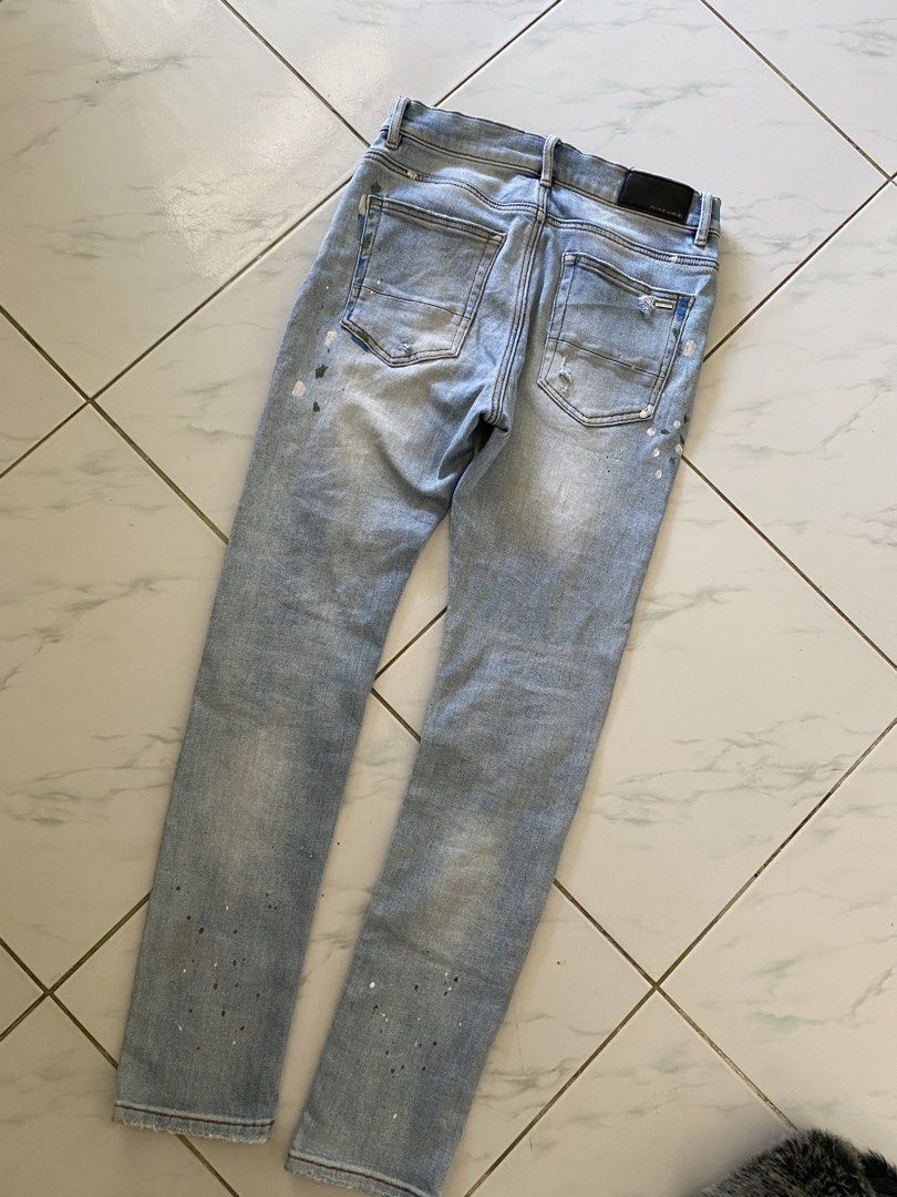 Amiri Punk Splatter Distressed Jeans (Category: Jeans) located in Calabanga. Submitted by hatefits (Listing ID 1456813680, Image 3). Description: W 28 - 30 Rise 7.4 hip 18 thigh 10 hem 6 length 41.