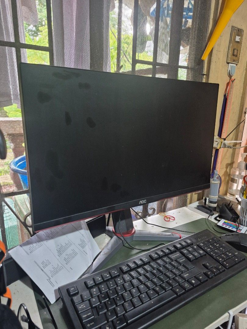 AOC Monitor (Category: Monitor Screens) located in Quezon City. Submitted by jmarkadri65924 (Listing ID 1456822748, Image 1). Description: - AOC Monitor for sale - Screen displays lines (potential display issue) Screen Flickering - Sold as is - Ideal for parts or repair - Please check photos for detailed condition.