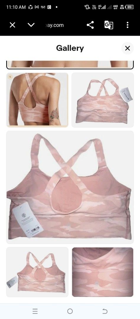 Athleta sports bra (Category: Activewear) located in Cabuyao City. Submitted by khode025 (Listing ID 1456804655, Image 3). Description: Athleta pink camo warrior sports bra small on tag bust:13 length:15 excellent condition missing pads only 480 + sf.